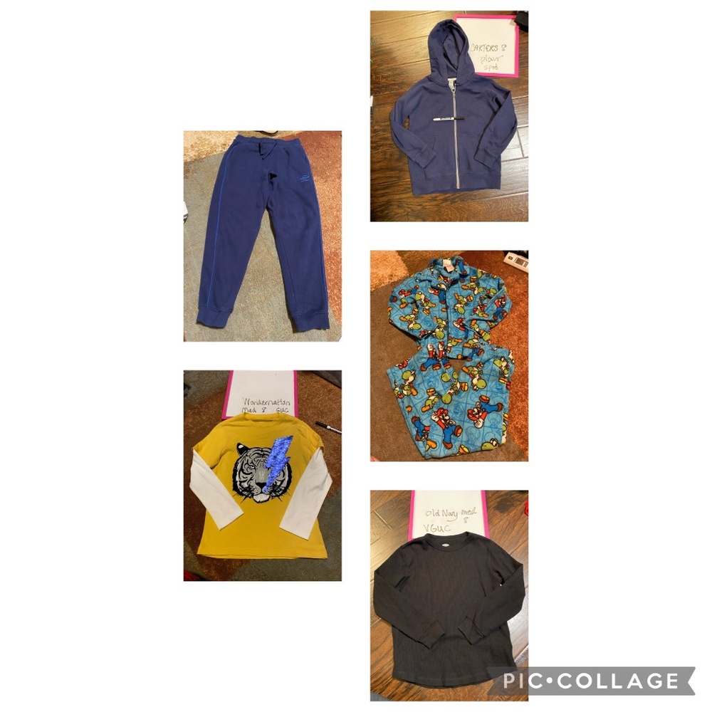 Boys lot size 8 old navy umbro pajamas Mario carters